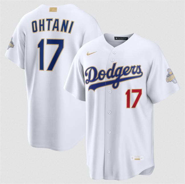 Men's White Los Angeles Dodgers #17 Shohei Ohtani 2026 Gold Collection Stadium Stitched Baseball Jersey